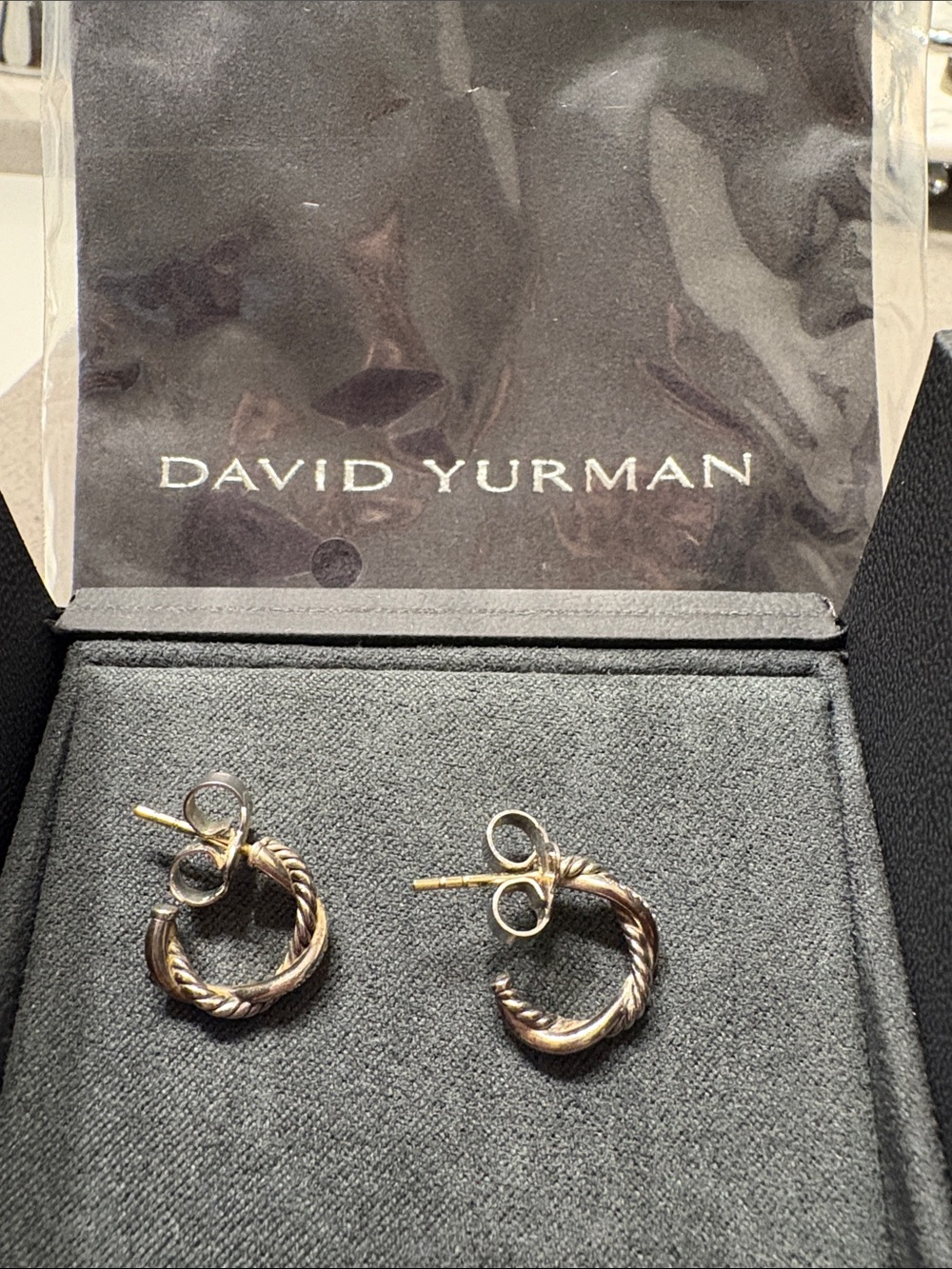 David Yurman Two-Tone Cable Hoop Stud Earrings - Silver & Gold